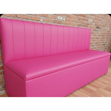 Imagem de Sofá Booth 1.10m 2 Lugares Rosa Costuras Verticais, Sorveteria - O REI