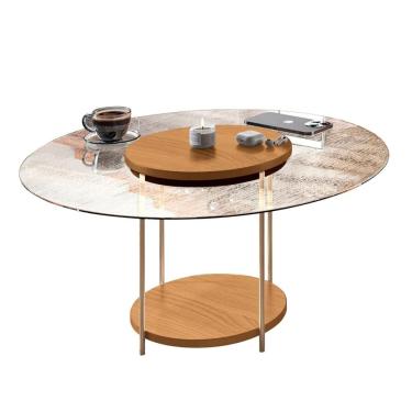 Imagem de Mesa de Centro Redonda Tampo de Vidro Mindy H01 Cinamomo - Mpozenato