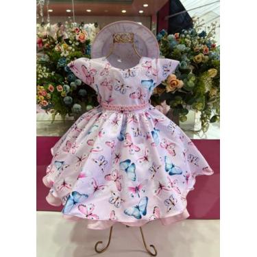 Imagem de Vestido Com Chapéuzinho Jardim Encantado Rosa Luxo - 1.2.3 - Paty Bati