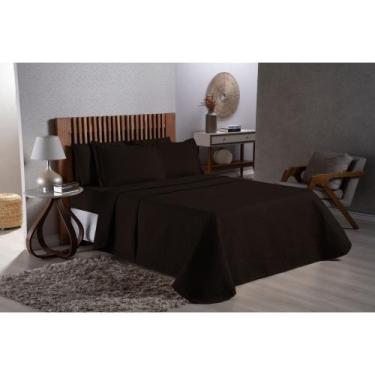 Imagem de Kit Cobre Leito mais Lençol Casal 4 peças  Marrom/115-104tb - Luck Bab