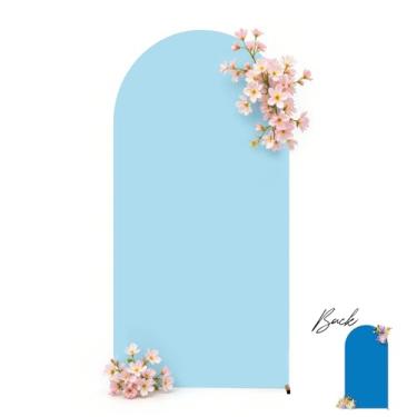Imagem de Capa de fundo de arco azul 2,5 m, capa de arco de casamento, pano de fundo elástico, festa de aniversário, azul claro, elastano, balão, banquete, chá de bebê, decoração de fundo