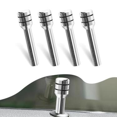 Imagem de nodteem 4 maçanetas automotivas de fechadura, 4,9 cm x 1,2 cm Material de liga de pinos de tranca de porta interna, acessórios de modificação de decoração, compatível com a maioria dos carros,
