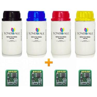 Imagem de Kit 4 Toner Refil + 4 Chip TankFull Para Okidata C6100 C5800 C5600 C57