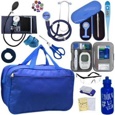Imagem de Kit Bolsa Cores Aparelho de Pressao Esfigmomanometro Estetoscópio Medi
