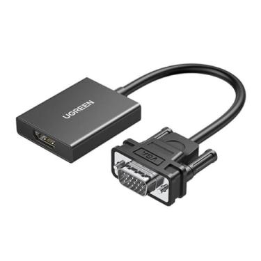 Imagem de Adaptador de Vídeo VGA para HDMI Macho/Fêmea Preto Conexão Plug and Play Estável Alta Resolução e Performance Compatível Diversos Dispositivos Apresentações Escritório MPOWER