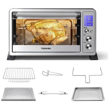 Imagem de Forno Elétrico de Bancada 9 Definições, Aço Inoxidável, Multifuncional, com Visor de LED, 1500W, 110v, TOSHIBA AC25CEW SS, Prateado
