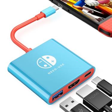 Imagem de Cverny Estação de Dock para Nintendo Switch, Suporte para TV, Steam, MacBook, Chromebook, PC e Tablets com DP, 4K HDMI, 3 Portas USB 3.0 + HDMI + PD 100W