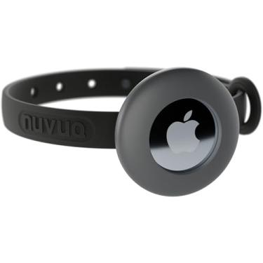 Imagem de Coleira Airtag para gatos – macia, confortável e leve com suporte para rastreador GPS para gatos ao ar livre e gatos de pele sensível da Nuvuq (15 a 25 cm, preta)