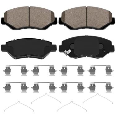 Imagem de HZ914 Conjunto de pastilhas de freio a disco de cerâmica com ferragens - Compatível com Acura ILX selecionado; Honda Accord, Civic, CR-V, Element, Fit; FRONT Advanced