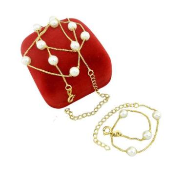 Imagem de Corrente Feminina 40/50Cm 6Mm Pulseira Folheado Ouro Cr816B - Wnbijout