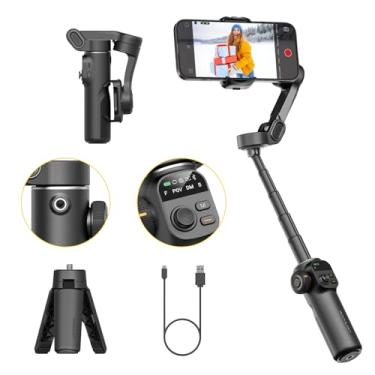 Imagem de AOCHUAN Estabilizador Gimbal para iPhone, Gimbal de iPhone de 3 eixos integrado com haste de extensão de 2,8 cm, estabilizador gimbal portátil com tela OLED para iPhone/Android, perfeito para TikTok