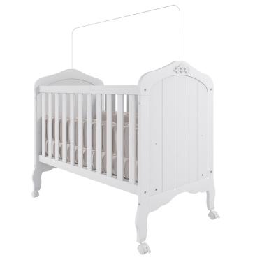 Imagem de Berço 100% Mdf Branco Americano Harmonia De Bebê Vira Cama
