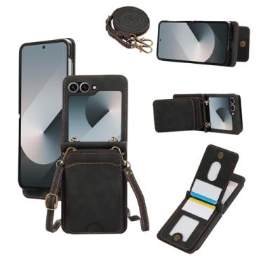 Imagem de Asuwish Capa de telefone para Samsung Galaxy Z Flip 6/Z Flip 7 FE 5G Capa carteira com alça transversal temperada suporte para cartão acessórios para celular Z6 G Flip6 ZFlip Flip7 mulheres homens