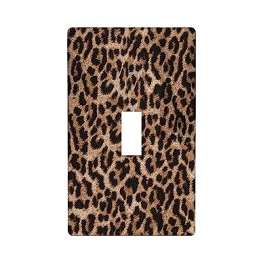 Imagem de Capa de placa de parede decorativa com estampa de leopardo, interruptor de luz única, marrom africano, preto, pele de guepardo, placa frontal elétrica para cozinha, sala de estar, banheiro, quarto