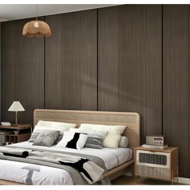 Imagem de ESSMOKO Papel de parede efeito de grão de madeira impermeável resistente a manchas autoadesivo adequado para renovação de parede de cozinha e banheiro papel de parede de grão de madeira marrom 40