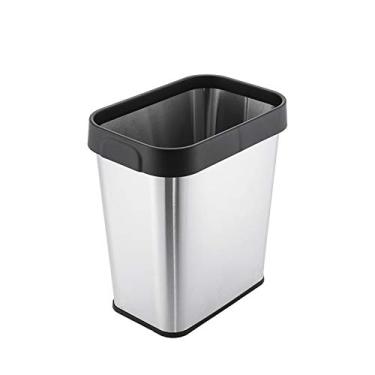 Imagem de Caixotes de lixo, lixo e reciclagem lata de lixo de aço inoxidável simples lata de lixo aberta doméstica aço inoxidável caixa de lixo superior aberta sem tampa recipiente de lixo caixote de lixo de