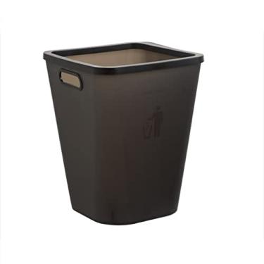 Imagem de Caixotes de lixo, cesto de lixo de papel para cozinha doméstica sala de estar vaso sanitário com alça de pressão caixote de armazenamento de lixo de plástico lata de lixo/branco/preto/a