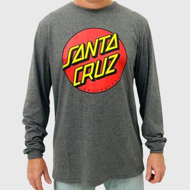 Imagem de Camiseta Santa Cruz Manga Longa Classic Dot Chumbo Mescla Masculina-Masculino