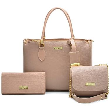 Imagem de Kit 2 Bolsas e Carteira Feminina Duart's Elegante Festa Caramelo
