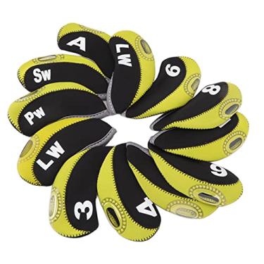 Imagem de Naroote Capas de cabeça de taco de golfe de neoprene espesso à prova de arranhões para esportes (preto amarelo)