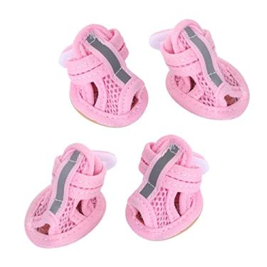 Imagem de SEWOART 4 Pcs cachorro de estimação botas respiráveis ​​para cães tênis sandálias sandália de estimação sapatos de cachorro antiderrapante pata cão de estimação chuteiras rosa