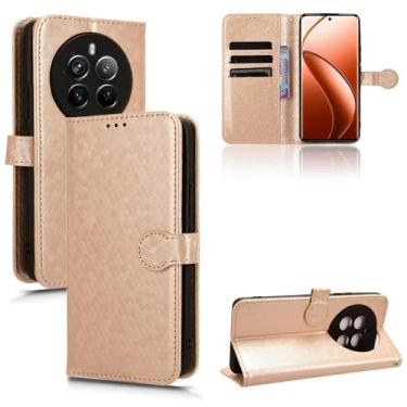 Imagem de Kukoufey Capa de couro compatível com Realme 12 Plus 5G, capa de couro compatível com Narzo 70 Pro 5G, capa de telefone de couro PU capa flip compatível com Realme 12+ 5G RMX3867 capa dourada