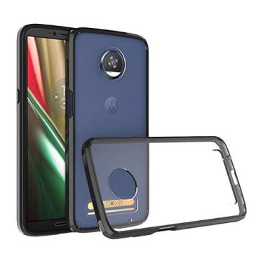 Imagem de INSOLKIDON Compatível com Motorola Moto Z3 Play capa traseira rígida macia TPU capa protetora para telefone ultra fina, luxuosa, antiderrapante, resistente a arranhões, capa transparente (preto)