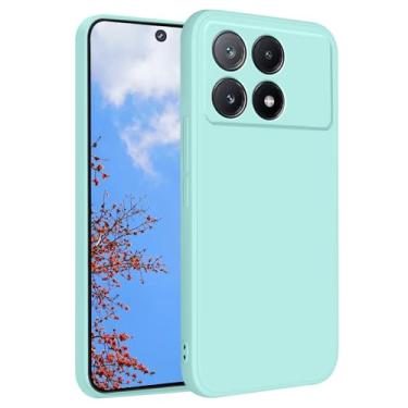 Imagem de Yarxiawin Capa de telefone para Xiaomi Poco X6 Pro toque macio sedoso roxo, capa protetora estética de silicone fina antiimpressão digital à prova de choque fofa (ciano claro)