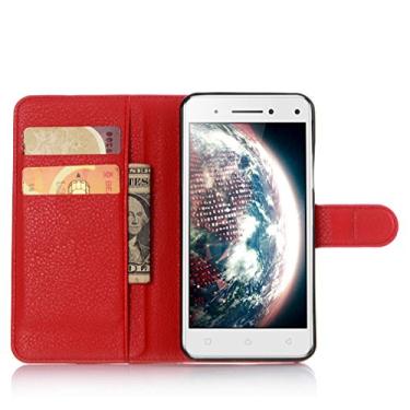 Imagem de Capa carteira Lenovo VIBE S1, capa carteira flip de couro PU premium com compartimento para cartão, suporte e fecho magnético [capa interior TPU à prova de choque] compatível com Lenovo VIBE S1