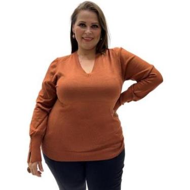 Imagem de Blusa de Lã Miose Gola V Manga Longa Plus Size Feminina-Feminino