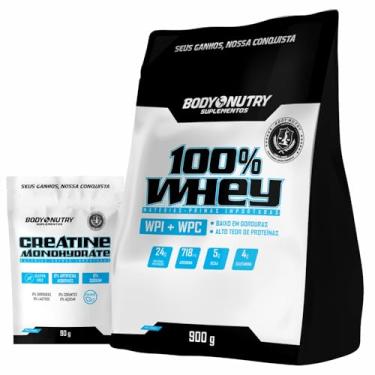 Imagem de Kit Whey Protein 100% Puro Refil 900g Whey Isolado Concentrado Proteinas Glutamina BCAA Arginina + Creatina Monohidratada 3000Mg por Dose Refil 90g Original (900g, Baunilha)