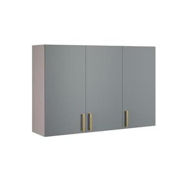 Imagem de Armário Aéreo Triplo Itatiaia Essence com 3 Portas, 3 Prateleiras e 120 cm de Largura - Fendi e Gris