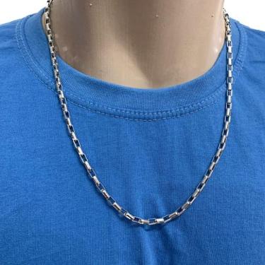 Imagem de Corrente 4mm Tijolinho Aço Inoxidavel 60cm - Azmar SemiJoias, Prateado