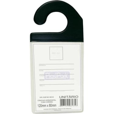 Imagem de Crachá Automotivo com Gancho Preto 9 X 13 CM Pacote com 10 - Romitec