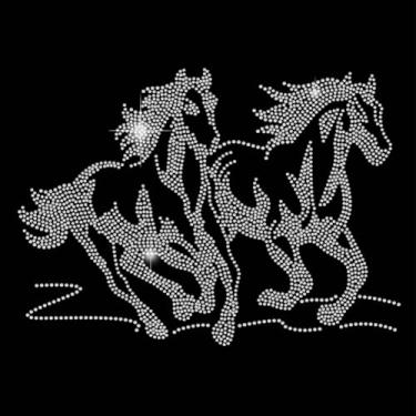 Imagem de SUPERDANT Cavalo de corrida ferro em strass transferência animal Bling Glass Rhinestone decalques DIY cristal hotfix transferência adesivos de cristal para camisetas roupas moletons arte artesanato