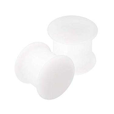 Imagem de BanaVega 2 peças de silicone branco duplo alargado selim exclusivo alargador de orelha alargador plugue lóbulo brinco piercing joias Veja mais tamanhos, Silicone