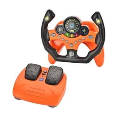 Imagem de Generic Conjunto de volante musical brinquedo leve com pedal de freio conjunto de condução para aniversário, Laranja
