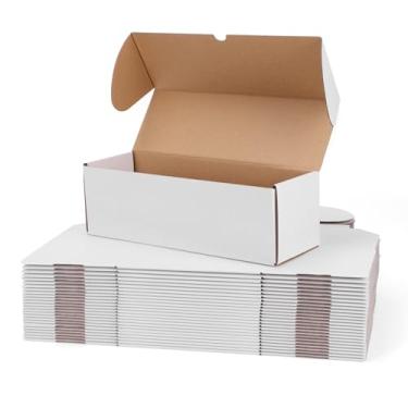 Imagem de WIFTREY Conjunto de 25 caixas pequenas de 30 x 10 x 10 cm, caixa de papelão ondulado branca 30 cm C x 10 cm L x 10 cm A para envio de embalagem