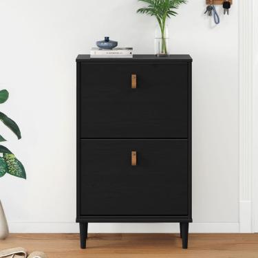 Imagem de Aparador Sapateira Basculante Tamanho 44 Vintage Madeira Preto Mikka