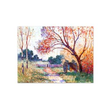 Imagem de MUHJDYC Paisagens famosas pinturas de parede impressões em tela - imagem de arte para sala de estar decoração de parede moderna - reprodução (carrinho por lado do caminho) 60 x 80 cm - 23 x 31 pol sem