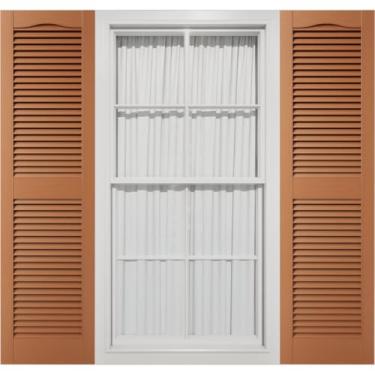 Imagem de TailorMade L11227471 Mid-America Cathedral Top Center Mullion, venezianas de vinil Lok de instalação de persiana aberta (por par), 30 cm L x 68 cm A, cedro tratado 471
