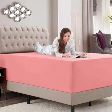 Imagem de Lençol Avulso Com Elástico, em Tecido Percal Flex, Solteiro King Rosê-LE