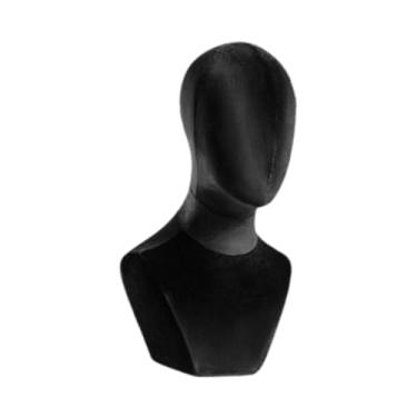 Imagem de Zialofi Bust Mannequin Head Wig Display (17,72 polegadas de altura) a peruca e os chapéus exibem Hat Stand Hat Stand para Salon Wig Shopping Capon Cap , Preto
