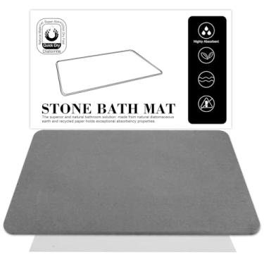 Imagem de Tapete de Banheiro Antiderrapante de Diatomácea - Absorve Rápido, Secagem Instantânea, Antimofo - 60cm x 40cm (Cinza) - Para Box, Pia e Banheira - Tapete Higiênico Moderno