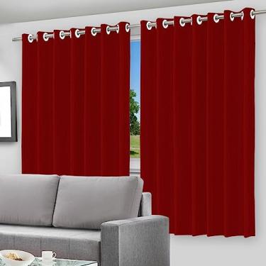 Imagem de Cortina Blackout Voil 2 em 1, Vermelho, com Ilhós, 280x260cm, Forro em PVC