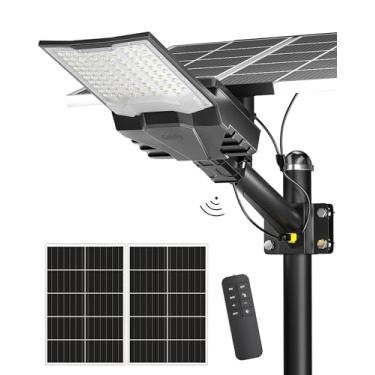 Imagem de Gefolly Luzes de rua solares SL-15000W ao ar livre, 1000000LM luz de estacionamento comercial crepúsculo ao amanhecer IP68 impermeável 6500K lâmpada de holofotes de segurança para quintal, estrada
