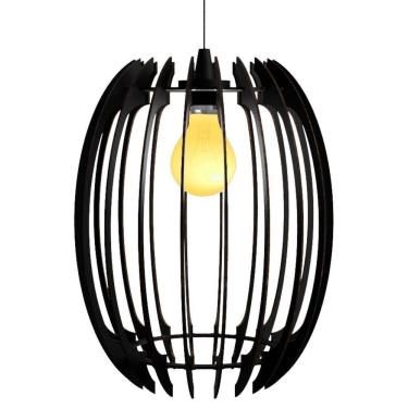 Imagem de Luminária Teto Tipo Pendente Grega Mdf - Completa Cor: Preta