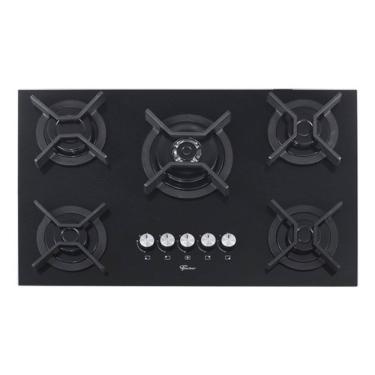 Imagem de Cooktop A Gas 5 Bocas Vidro Preto Bivolt 76x48cm - Fischer