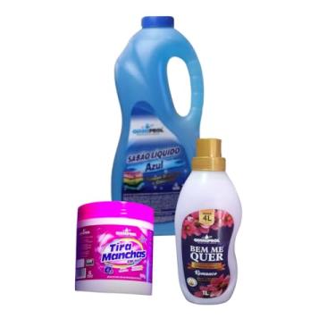 Imagem de Kit Lavanderia Premium Sabão Líquido 2 Litros + Amaciante Concentrado 1 Litro + Tira Manchas em Pó Percarbonato de Sódio