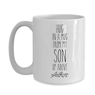 Imagem de Death of a son coffee is a hug in a mug cup grief memorial rae dunn canecas inspiradas na cozinha, Luto luto pela perda de filho, Celebração das ideias da vida, simpatia no céu, condolências